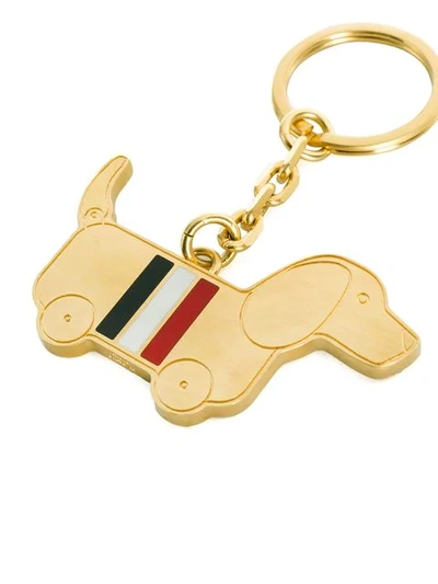 Shop Thom Browne Hector Icon Brass Keyring In Metallic