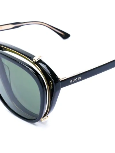 Shop Gucci Eyewear Clip On Lens Convertible Sunglasses - Black
