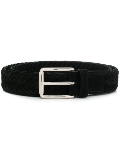 Tod's Braided Black Suede Belt In Black