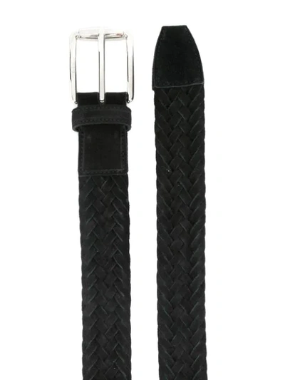Tod's Braided Black Suede Belt In Black