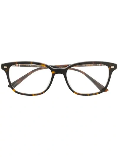 Shop Gucci Eyewear Square Frame Eyeglasses - Brown