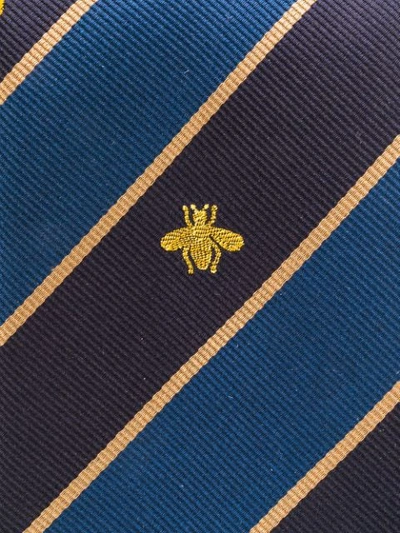 Shop Gucci Bee Web Silk Tie In Blue