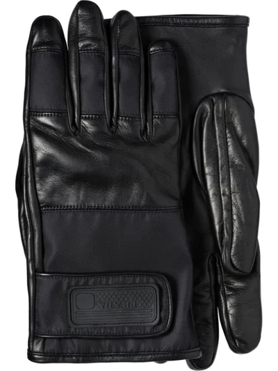 Shop Prada Nylon And Leather Gloves In Black