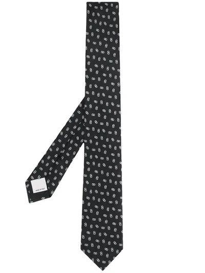 Shop Valentino Vlogo Embroidered Tie In Black