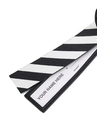 Shop Off-white Diagonal Stripe Luggage Tag In Black