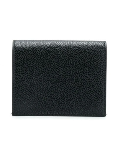 Shop Thom Browne Diagonal Intarsia Stripe Doulbe Cardholder In Pebble Grain Leather - Black