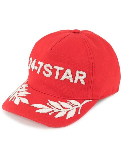 Shop Dsquared2 Baseballkappe Mit "24-7 Star"-stickerei In Red