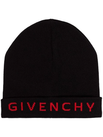 Shop Givenchy Logo Intarsia Knit Beanie - Black