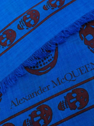 Alexander Mcqueen Skull Print Modal And Silk-blend Scarf In Blue