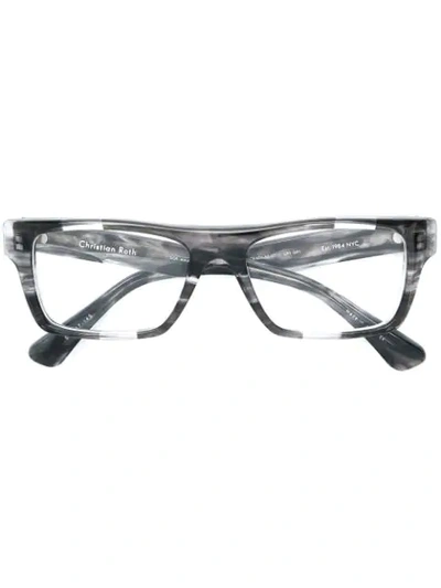Shop Christian Roth Eyewear Marble Effect Frame Glasses - Black