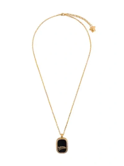 Shop Versace Team Logo Pendant Necklace In Gold