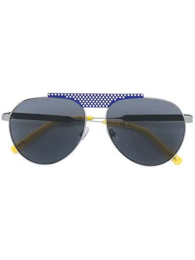 Shop Oxydo Tinted Aviator Sunglasses In Blue
