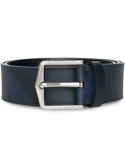 Shop Burberry London Check Belt In Blue