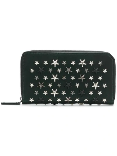 Shop Jimmy Choo Star Studded Zip Around Wallet In Black