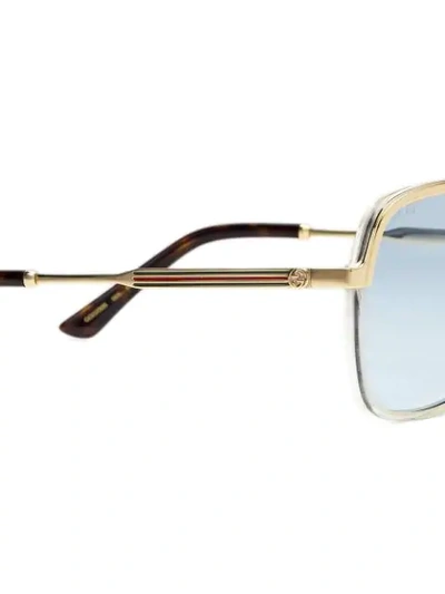 Shop Gucci Rectangular-frame Metal Sunglasses In Metallic