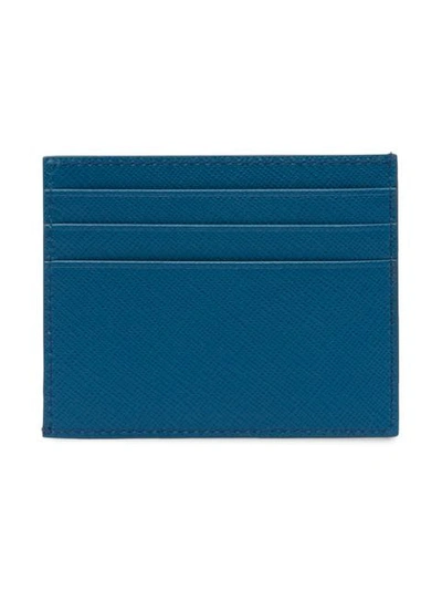 Shop Prada Saffiano Cardholder In Blue