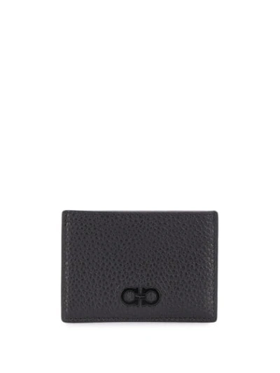 Shop Ferragamo Logo Cardholder Wallet In Black