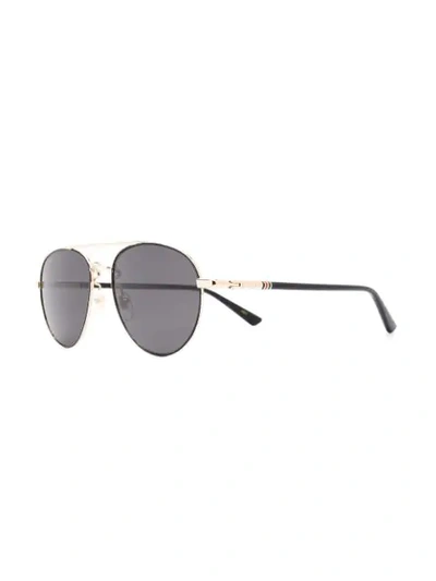 Shop Gucci Aviator Style Sunglasses In Black