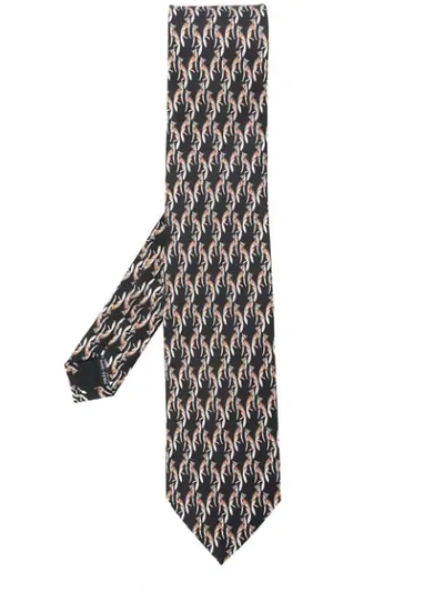 Shop Ferragamo Salvatore  Fox Print Tie - Black