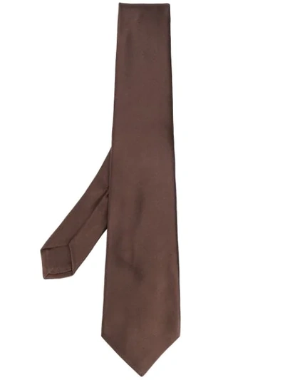 Shop Kiton Silk Tie - Brown