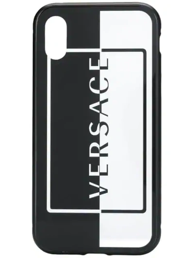 Shop Versace Logo Printed Iphone X Case In Neutrals