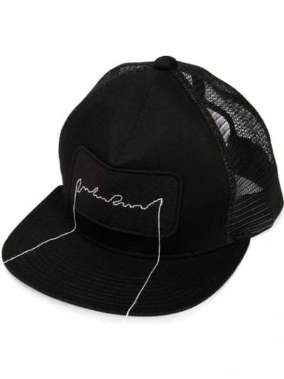 Shop Julien David Embroidered Trucker Cap In Black