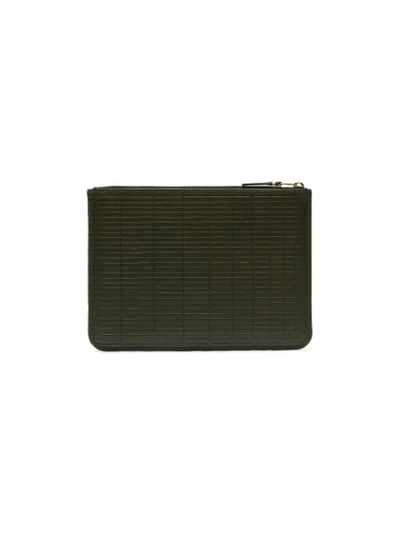 Shop Comme Des Garçons Army Green Brick Leather Wallet