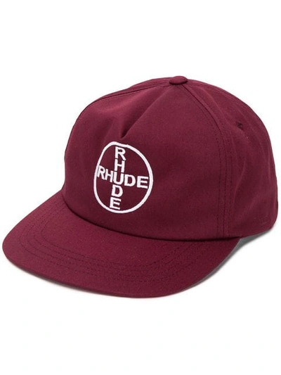 Shop Rhude Logo Embroidered Cap In Red