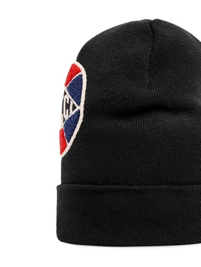 Shop Gucci Game Baseball Patch Beanie In Black