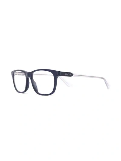GUCCI EYEWEAR RECTANGULAR FRAME GLASSES - 蓝色