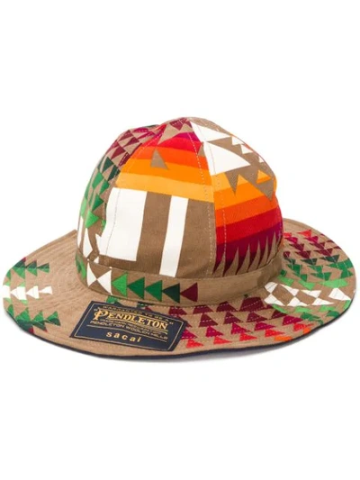 Shop Sacai Corduroy Patterned Hat In Brown