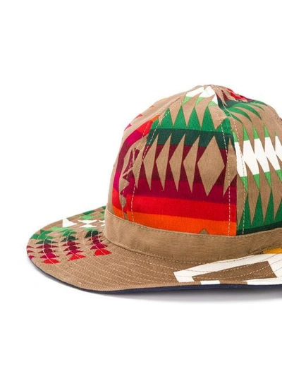 Shop Sacai Corduroy Patterned Hat In Brown