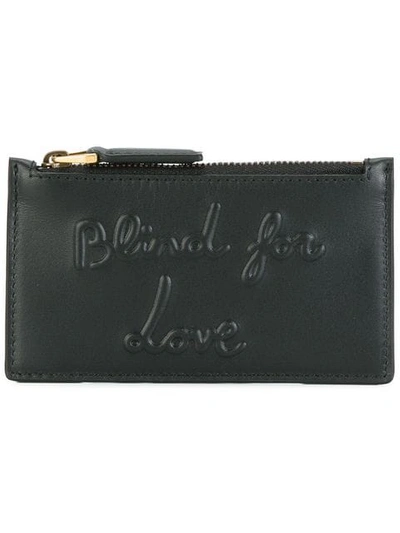 Shop Gucci Blind For Love Embossed Coin Pouch In Black