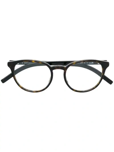 Shop Dior Round Frame Tortoiseshell Effect Glasses In Brown