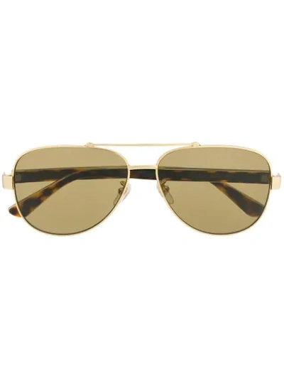 Shop Gucci Eyewear Aviator Frame Sunglasses - Brown