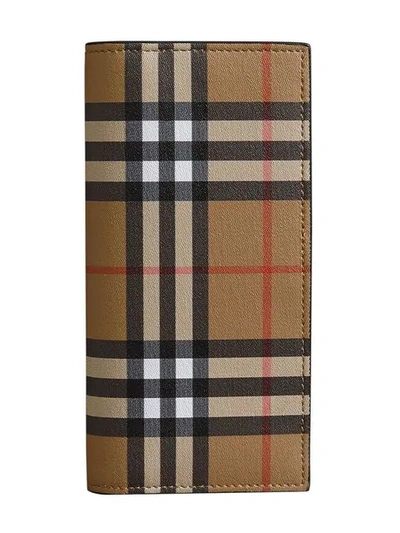 Shop Burberry Vintage Check And Leather Continental Wallet In Neutrals