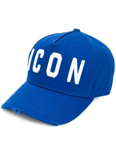 Shop Dsquared2 Embroidered Icon Baseball Cap In Blue