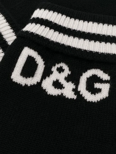 Shop Dolce & Gabbana Logo Intarsia Gloves In Black