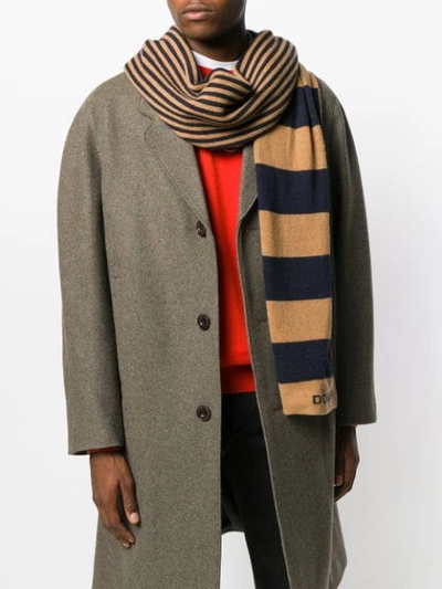 Shop Dondup Striped Scarf In Blue