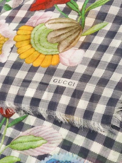 Shop Gucci Schal Mit Blumen-print In Blue