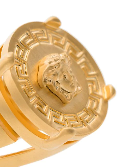 Кольцо версаче женское золотое фото Versace Gold Tone Medusa Logo Signet Ring In D00h Gold ModeSens