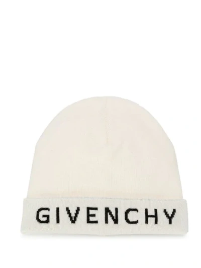 Shop Givenchy Logo Beanie Hat In White