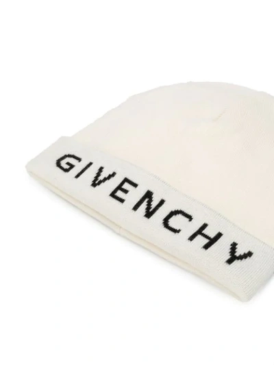 Shop Givenchy Logo Beanie Hat In White