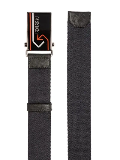 Shop Prada Oma Logo Belt In Grey