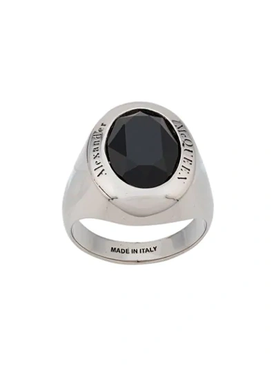 Shop Alexander Mcqueen Swarovski Ring In Silver