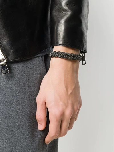 Shop Emanuele Bicocchi Braided Chain Bracelet In Black