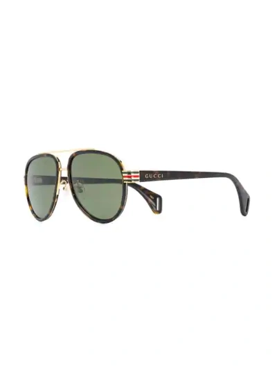 Shop Gucci Aviator Sunglasses In Brown