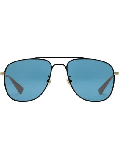 Shop Gucci Aviator Sunglasses In Blue