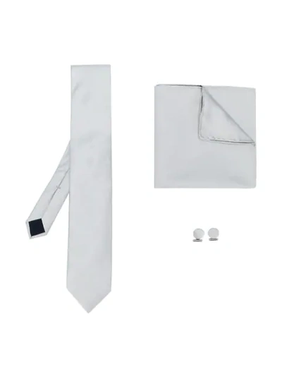 Shop Corneliani Tie And Cufflinks Set In Grey