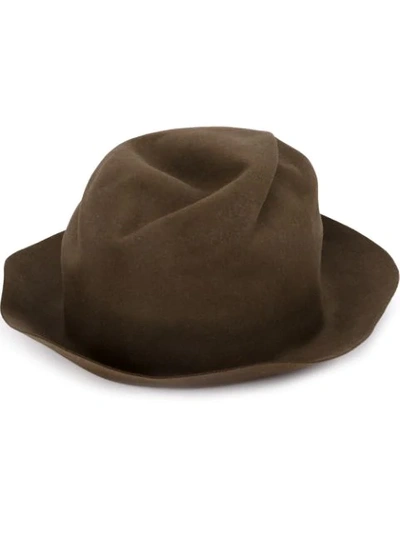 Shop Horisaki Turn Up Brim Hat In Brown